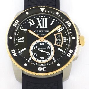 Cartier Watch Calibr Diver W7100055 Black Dial Date Smallsecond Rotating Bezel